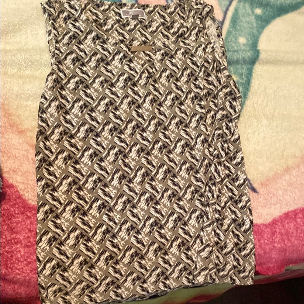 JM Collection Olive and Black Patterned Top